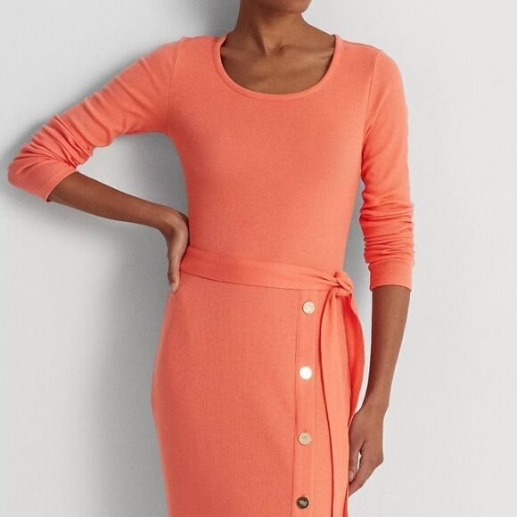 NWT LAUREN RALPH LAUREN women's belted rib-Knit dress SIZE US 1… - Picture 4 of 15